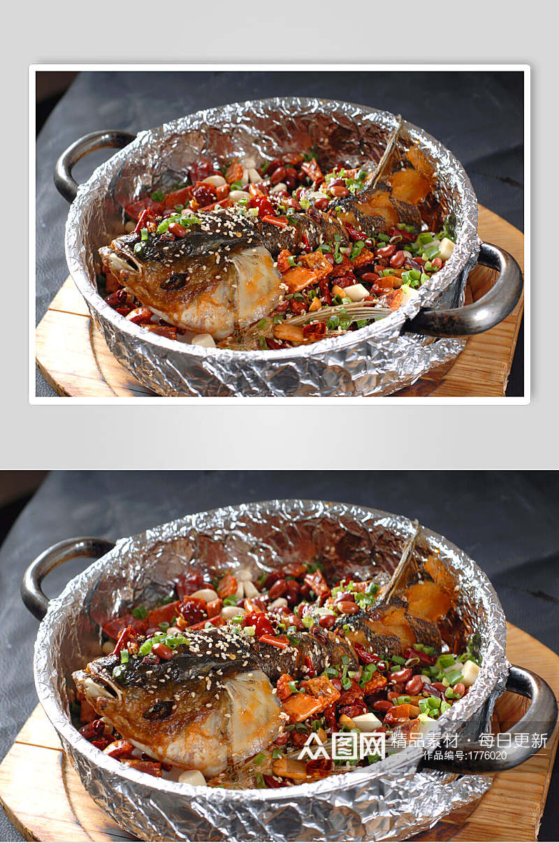 大头鱼烤鱼餐饮高清图片素材