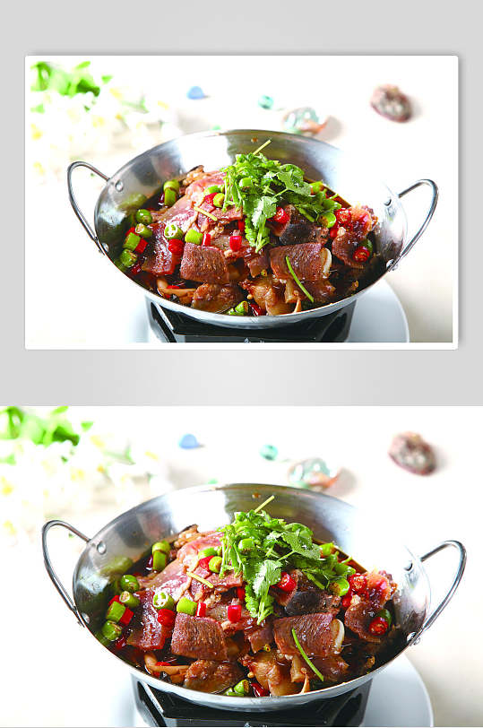 美味特色干锅带皮牛肉餐饮食品图片
