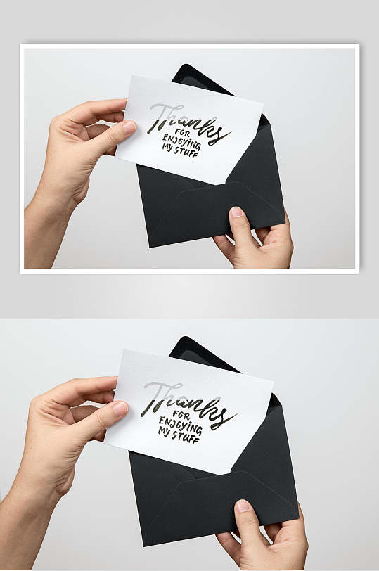 黑白信封请柬邀请函样机效果图