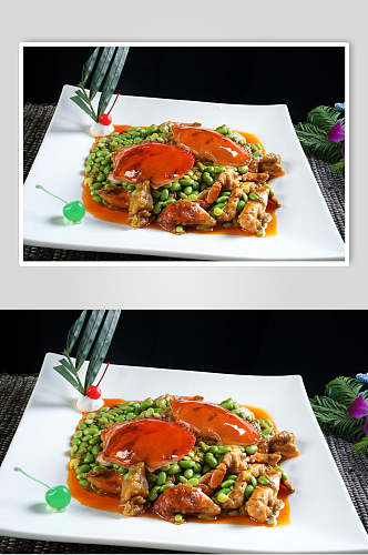 青豆焖蟹美食摄影图片