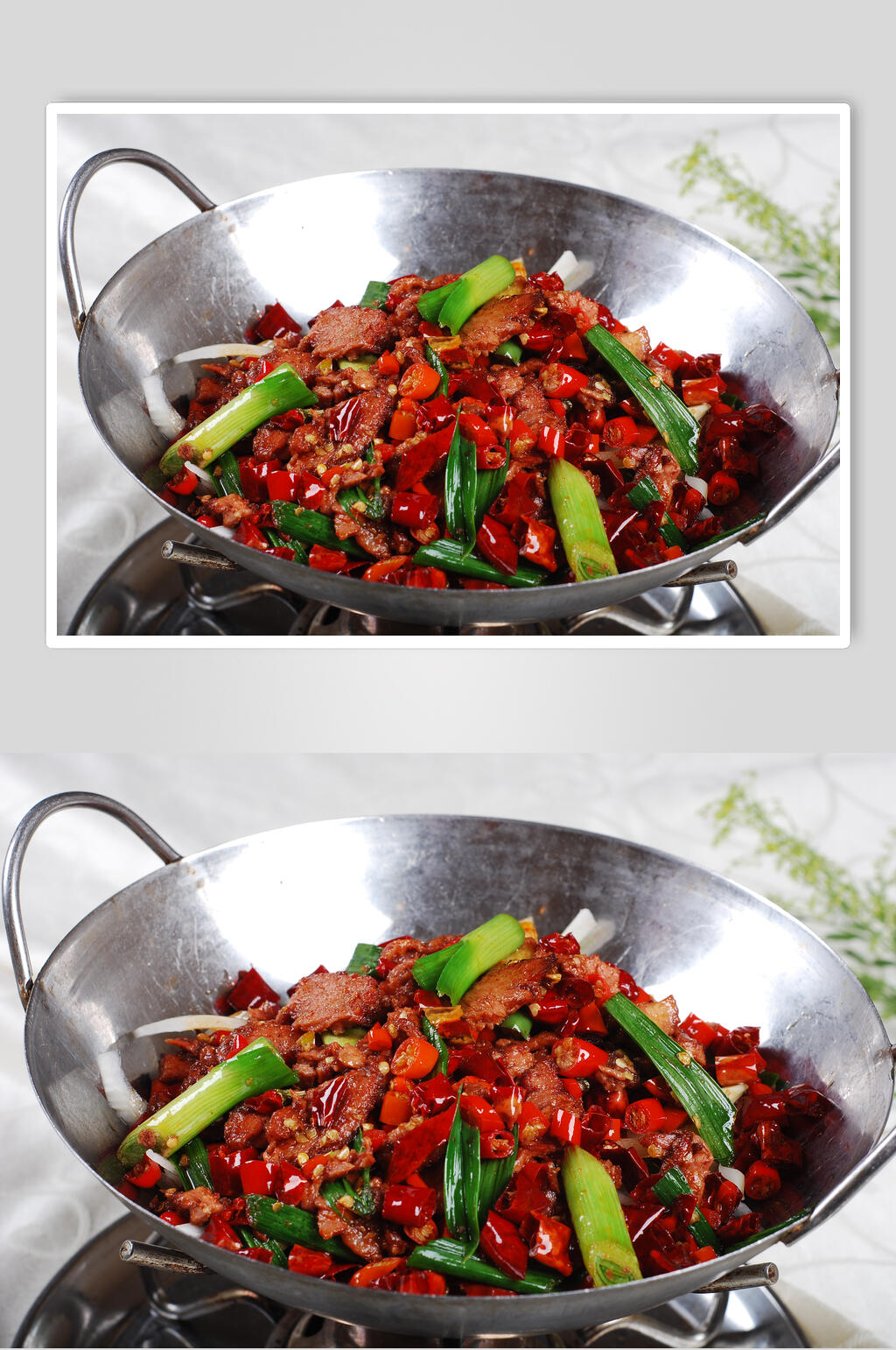 干锅蒜苗腊狗肉图片素材