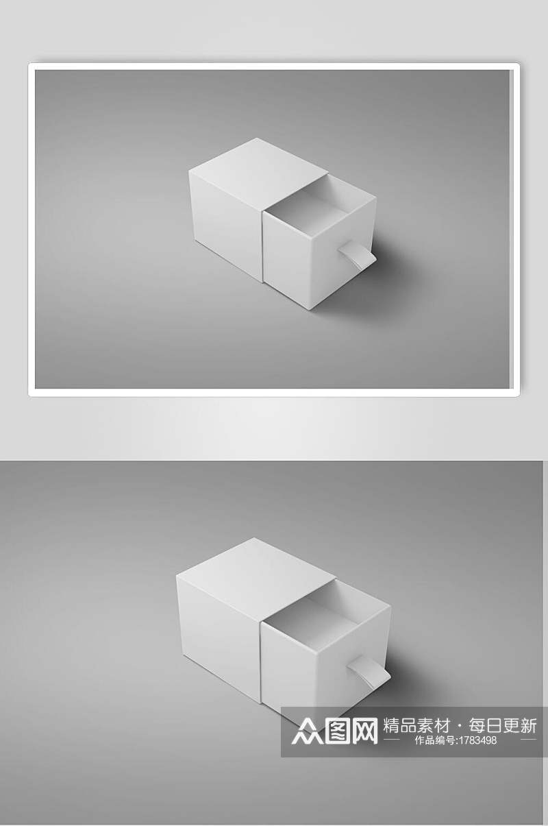 白色抽拉包装盒样机效果图素材