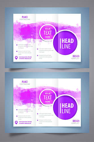 紫色炫彩三折页宣传单