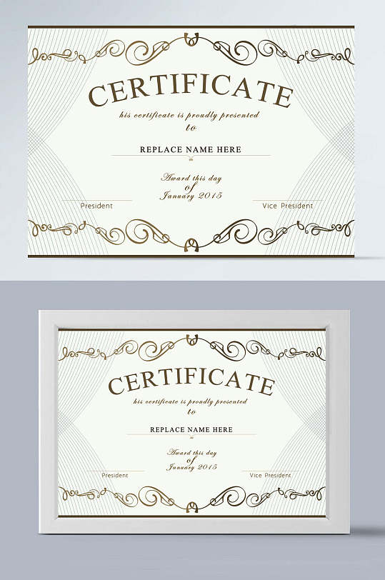 环纹边框美式授权证书-众图网