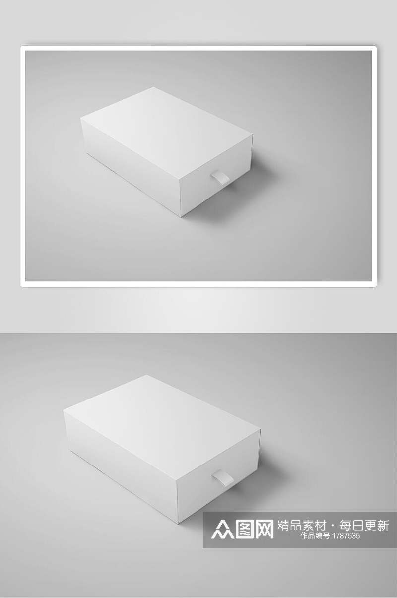 长方形白色包装盒样机效果图素材