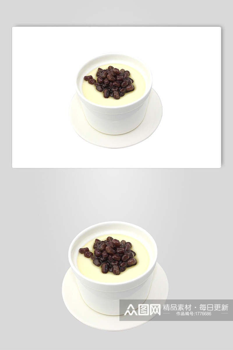 甜品红豆鲜奶摄影图片素材