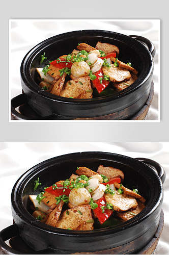 干葱石锅炆豆腐美食高清图片