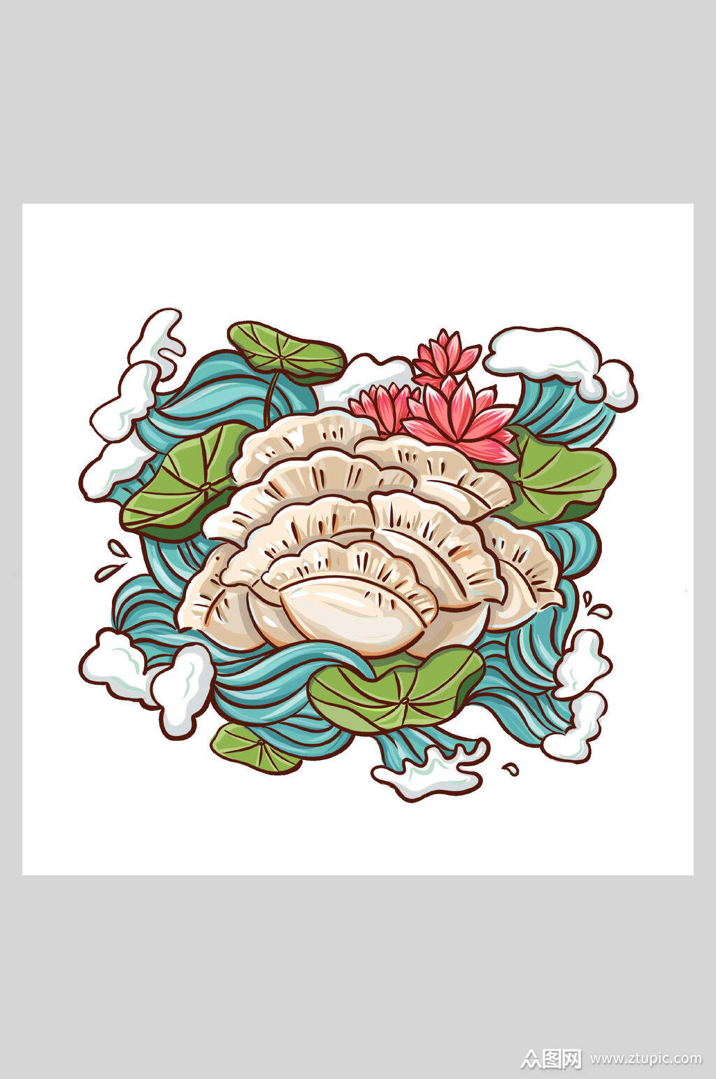 中华美食饺子插画素材