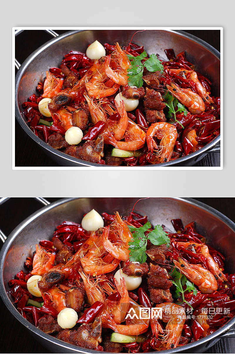 干锅干锅排骨虾美食高清图片素材