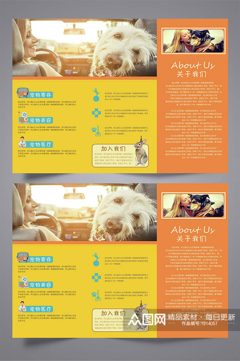 时尚宠物店三折页设计模板宣传单素材