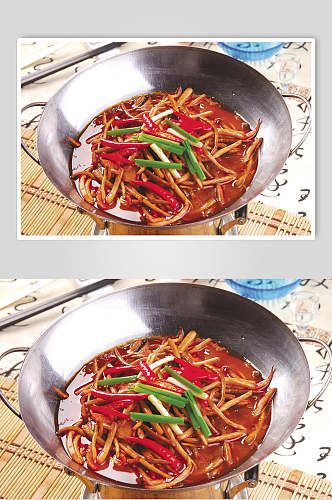 红油美味干锅茶树菇食品高清图片