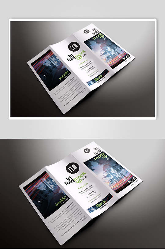 双手三折页样机效果图设计-众图网