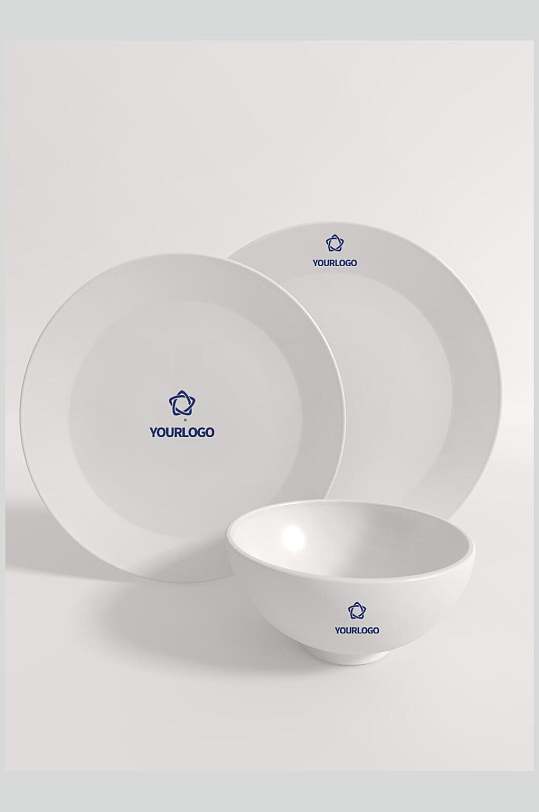 餐厅托盘餐盘餐具蓝色logo展示样机