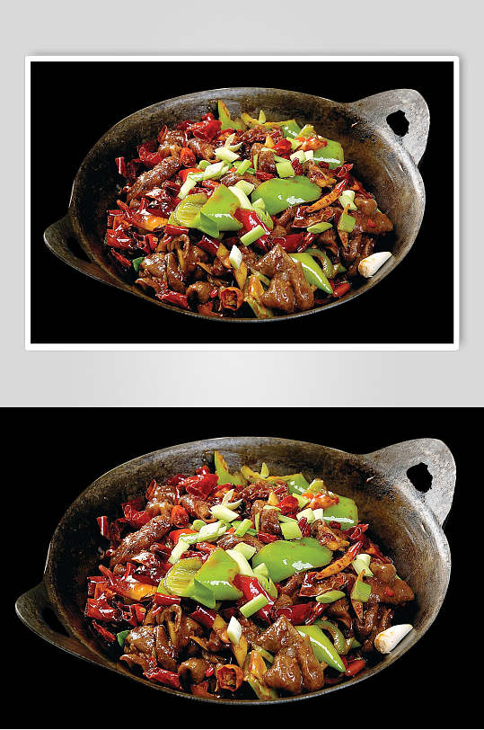 香辣干锅黄牛肉美食高清图片