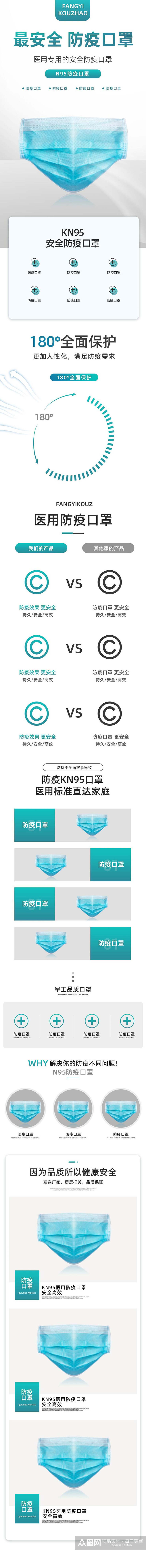 简洁最安全防疫口罩电商详情页素材