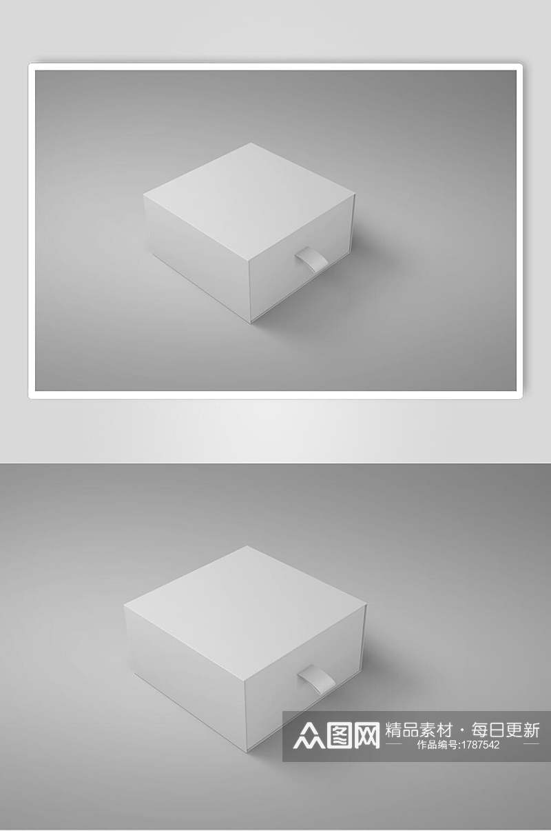 白色方形包装盒样机效果图素材
