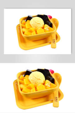 甜品冰淇淋芒果仙草摄影图片