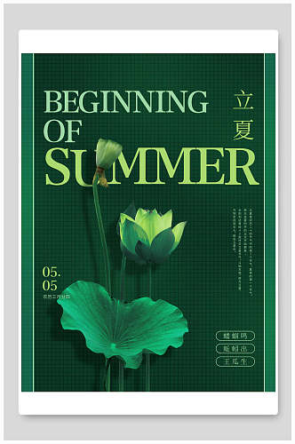 绿色夏日立夏节气海报