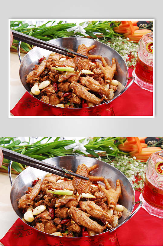 新鲜美味干锅土鸡美食高清图片