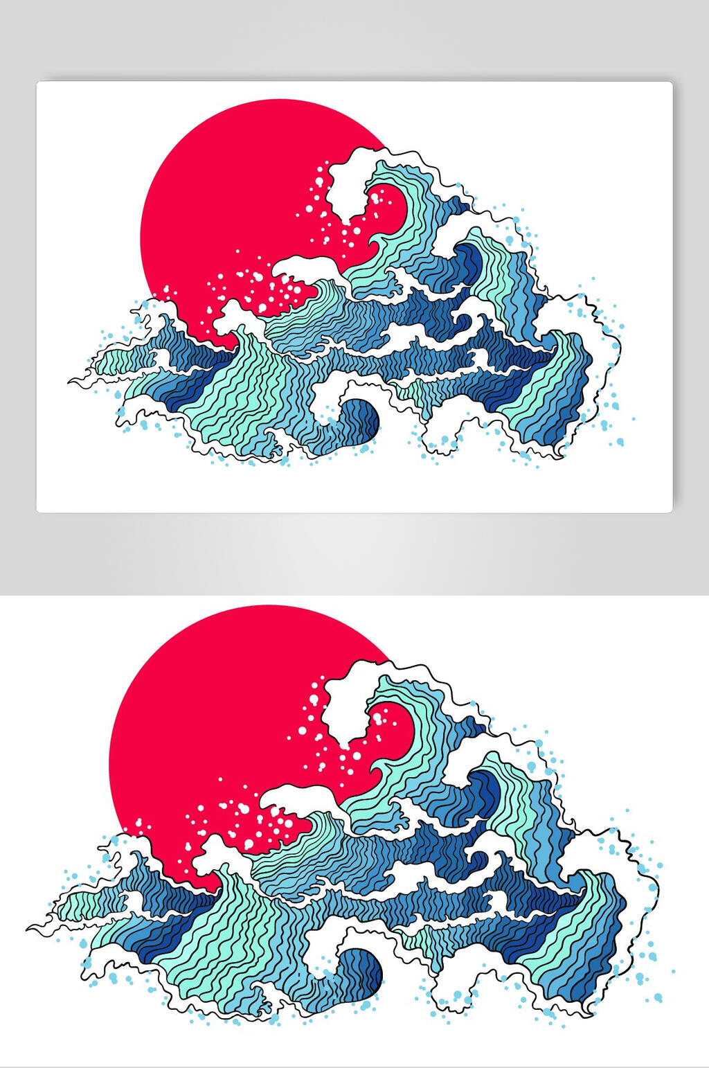 海浪日式和风背景元素素材素材