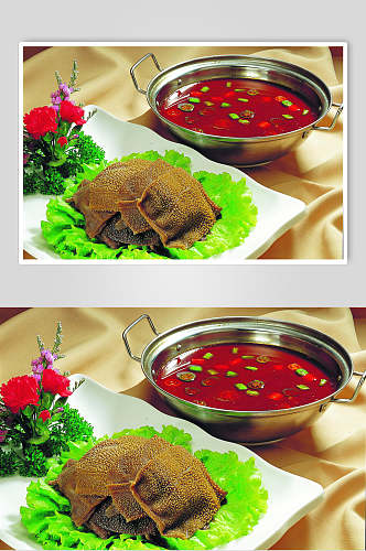 干锅红汤毛肚美食高清图片