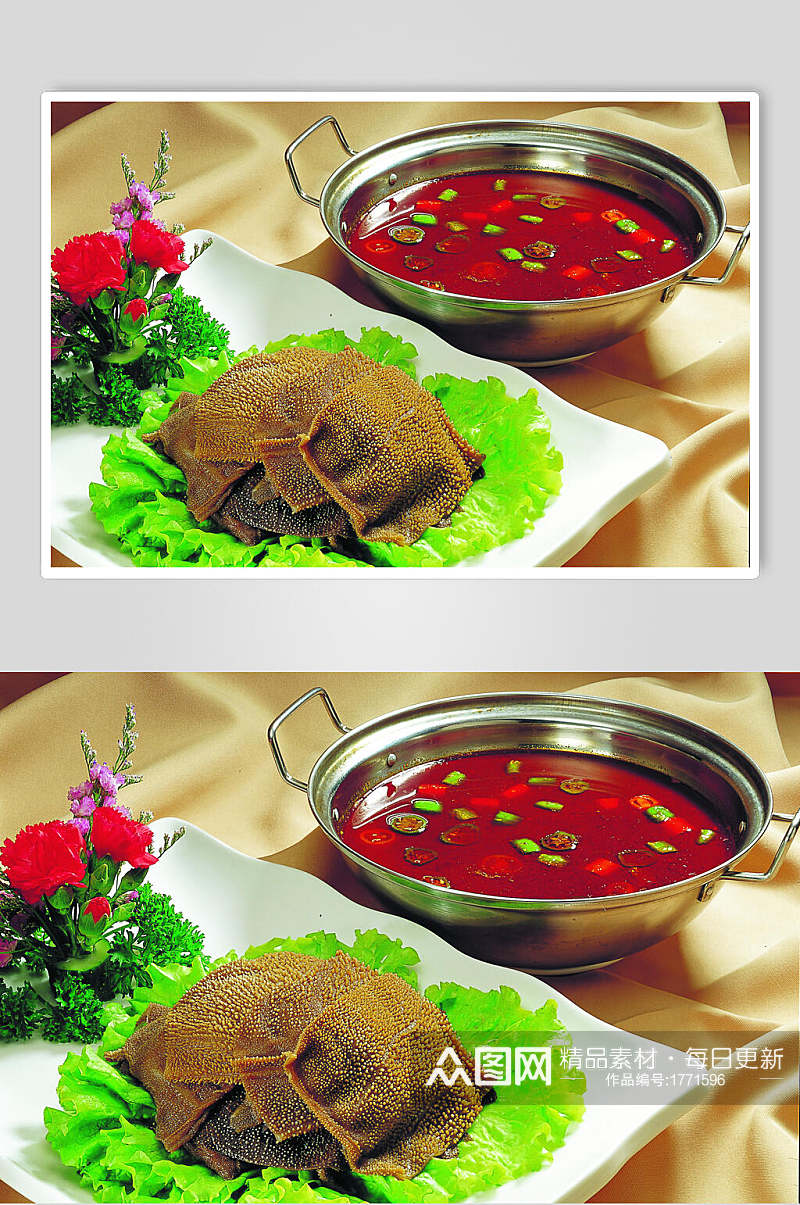 干锅红汤毛肚美食高清图片素材