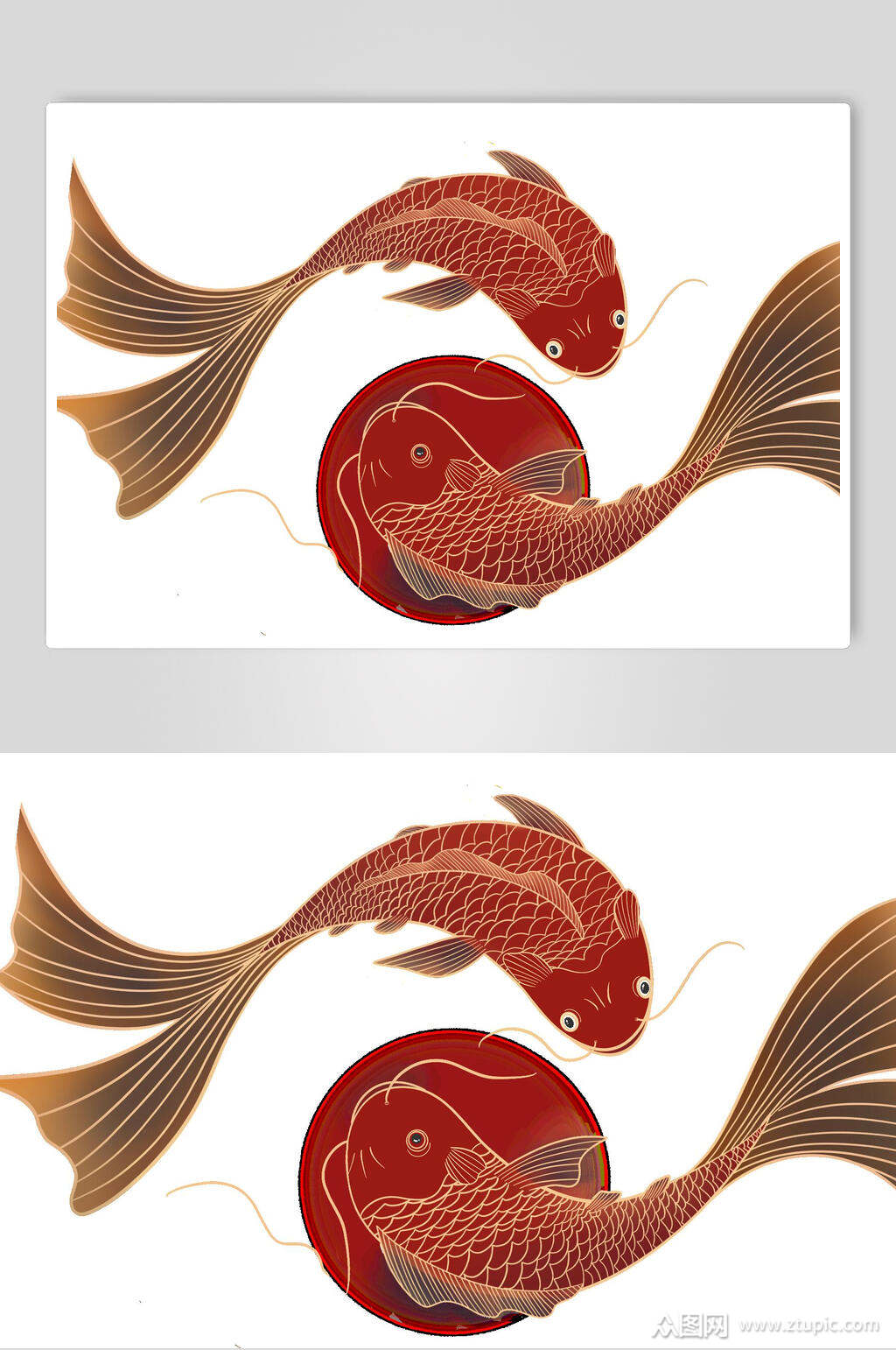 古典锦鲤鲤鱼设计元素素材