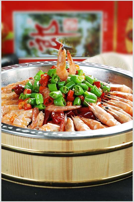 盆盆鸡尾虾美食摄影图片