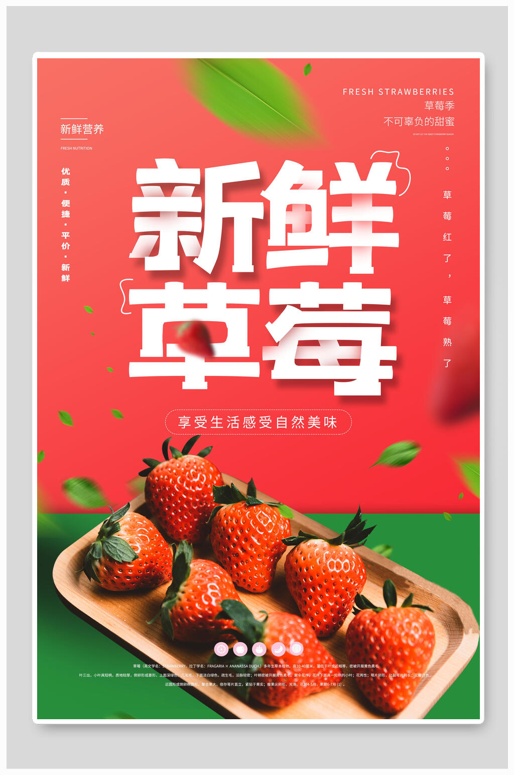 红绿色新鲜草莓海报素材