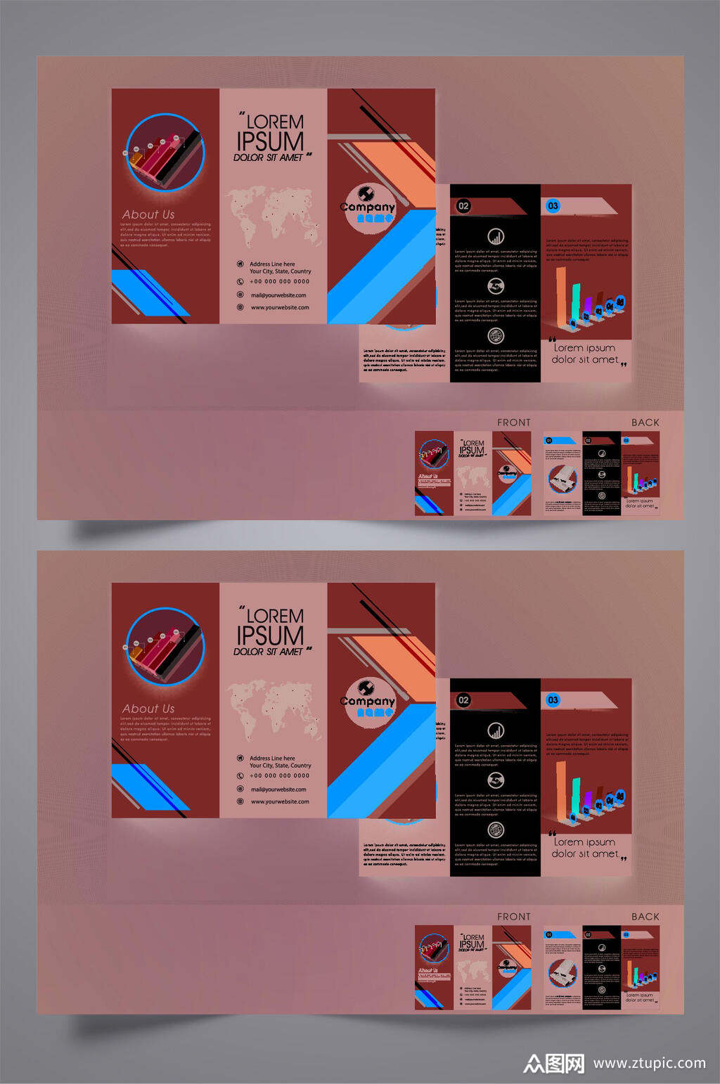 时尚简约企业三折页设计宣传单模板下载-编号1914298-众图网