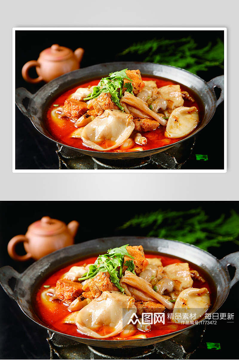 美味干锅鱼杂高清图片素材