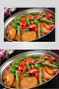 干锅青豆角土豆片食品高清图片