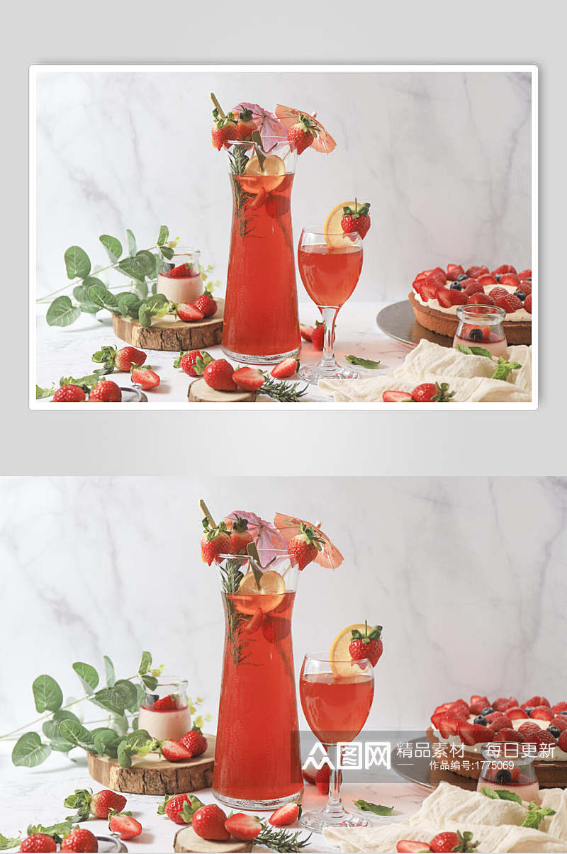 美味夏日草莓果汁冰凉饮品饮料图片素材