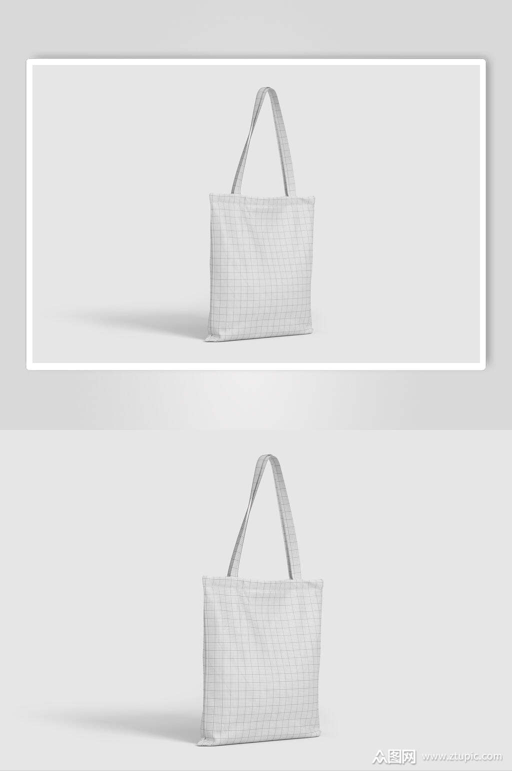 白色简约帆布手提袋样机效果图