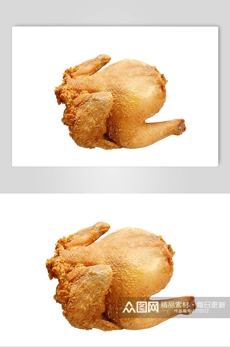 脆皮全鸡炸鸡烤鸡白底美食图片素材