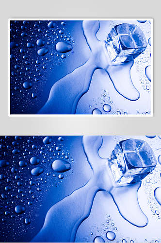 冰块水滴深蓝色图片