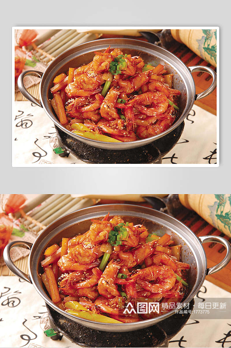 干锅香辣虾食品高清图片素材