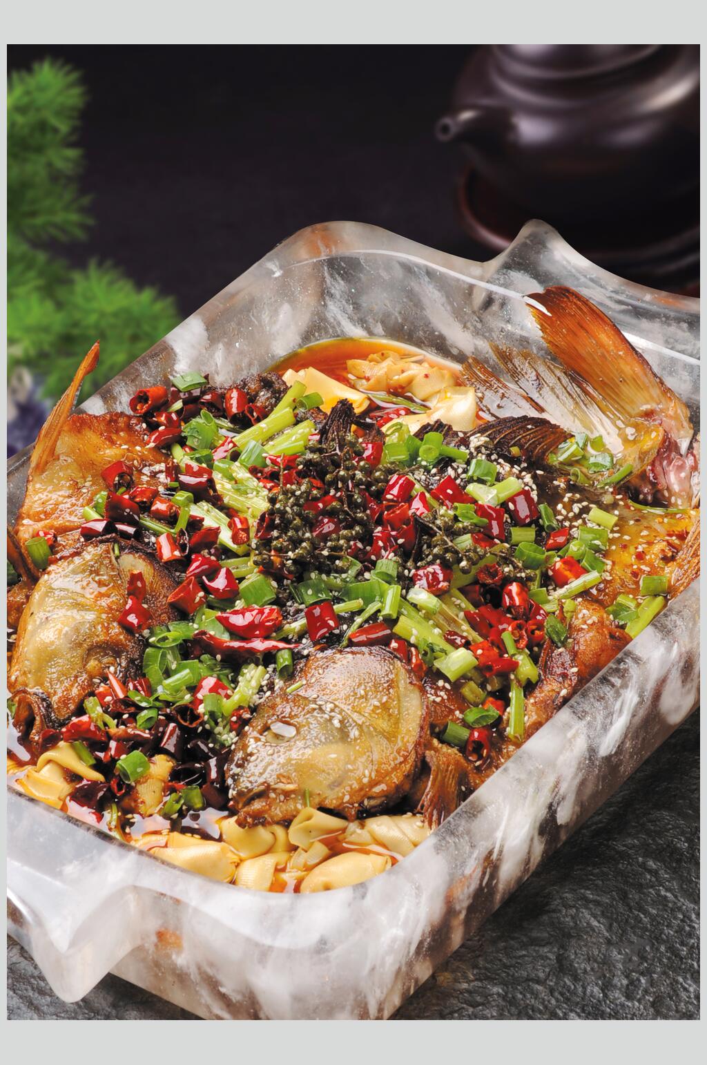 香辣烤鱼配菜食品摄影图片素材