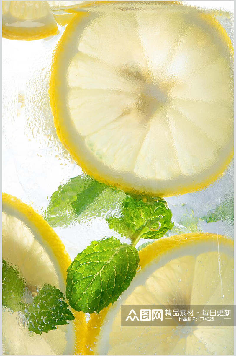 夏日柠檬冰凉饮品饮特写料图片素材