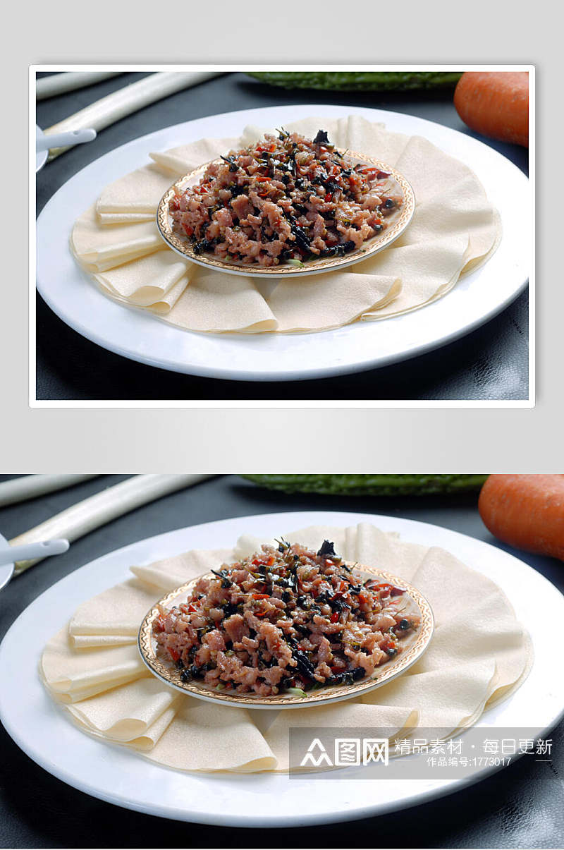 热菜云南野菜包雁肉美食摄影图片素材