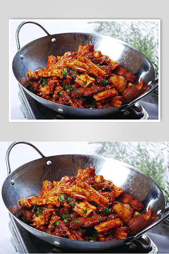 干锅红烧肉美食高清图片