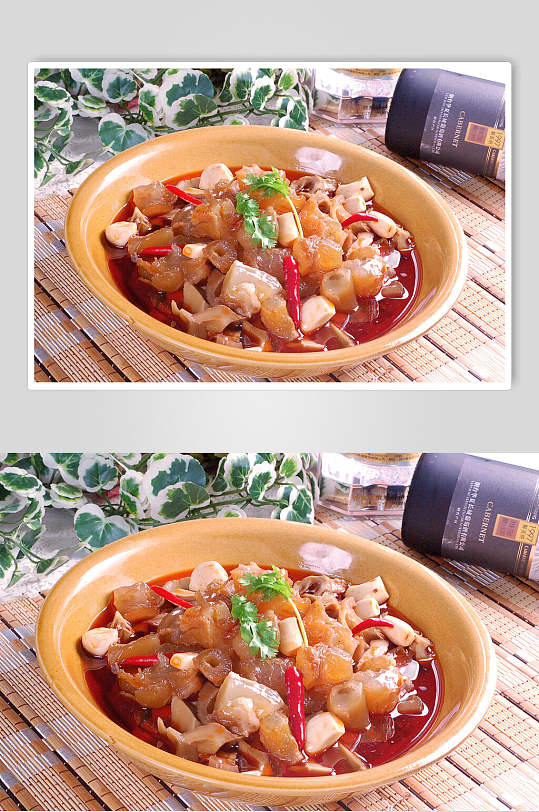 三竹笋焖牛筋美食摄影图片
