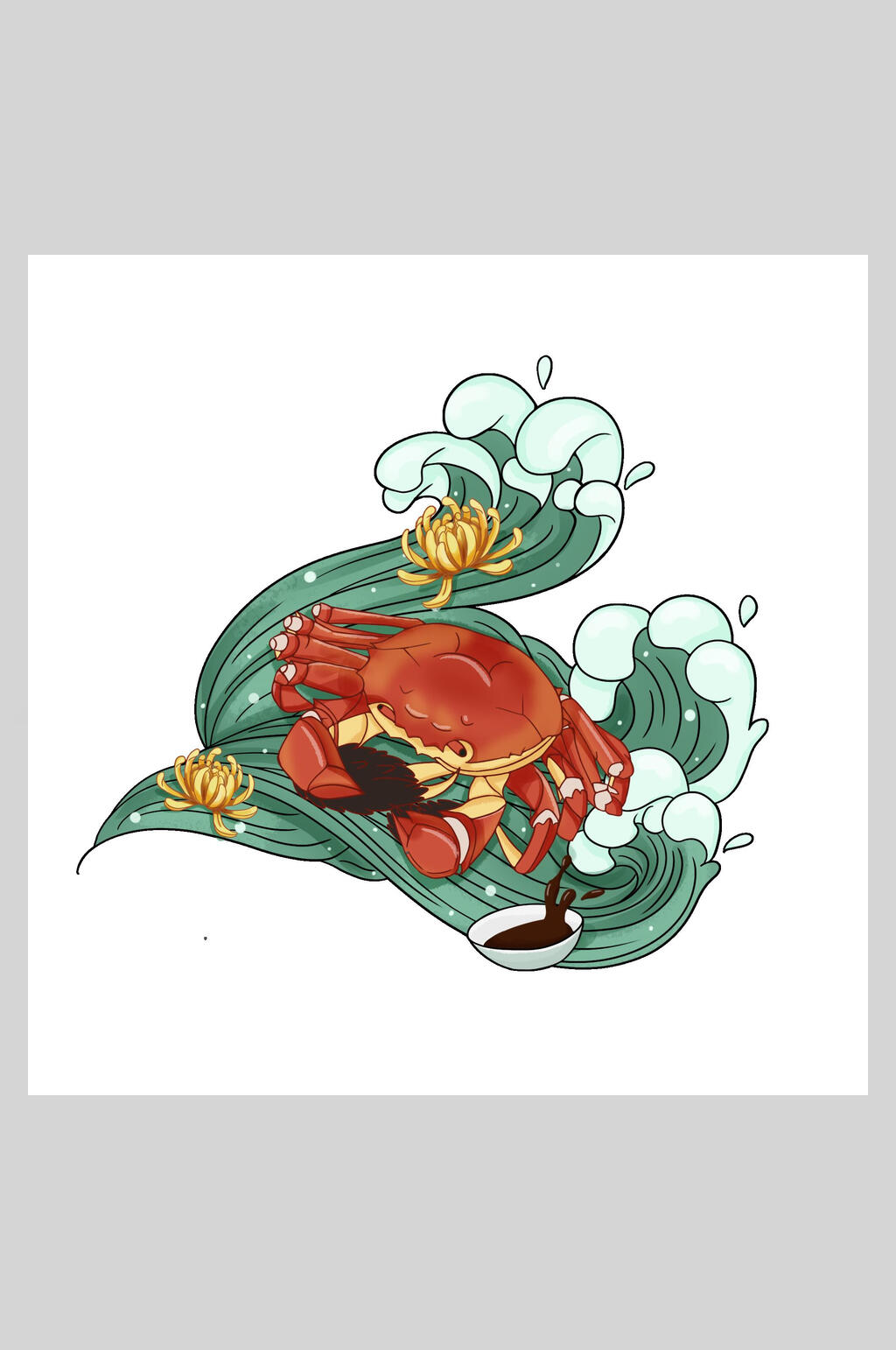 大闸蟹海鲜美食插画素材素材