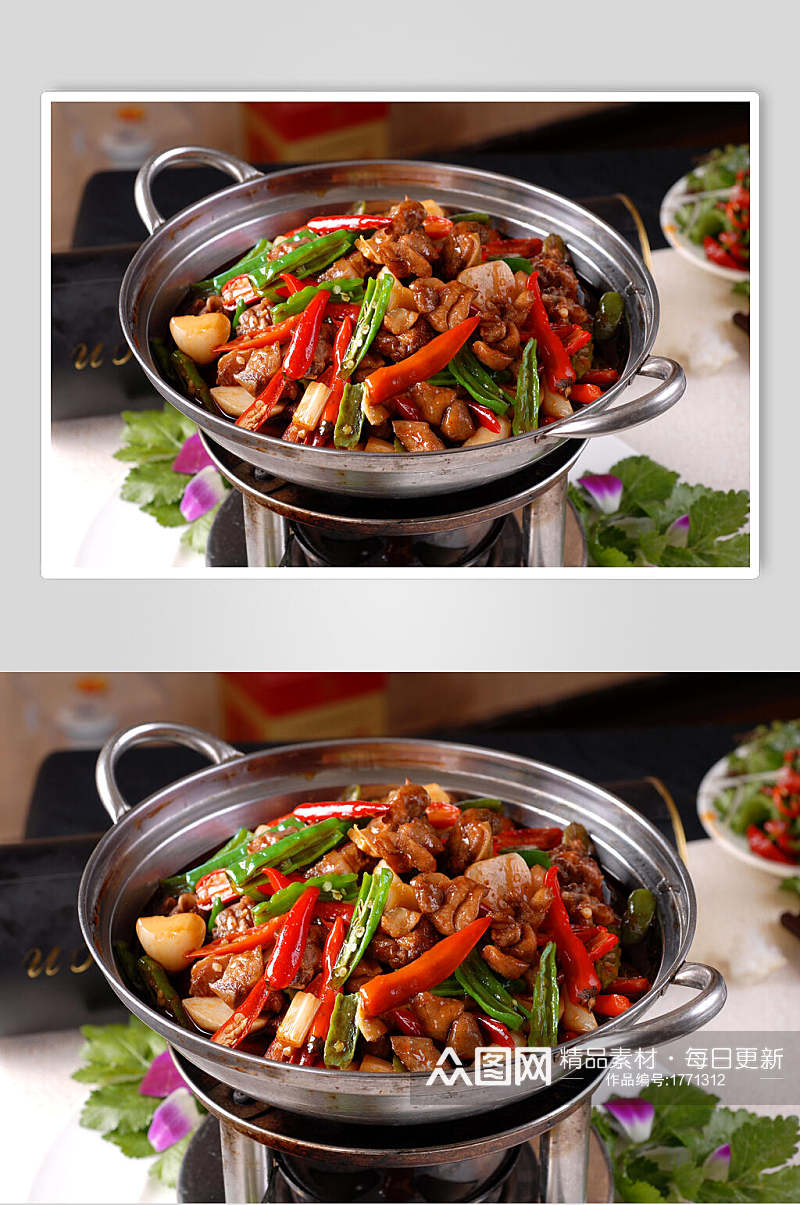 热菜干锅鸡枞菌美食高清图片素材