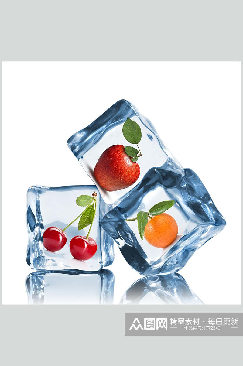 冰块冰镇水果樱桃图片素材
