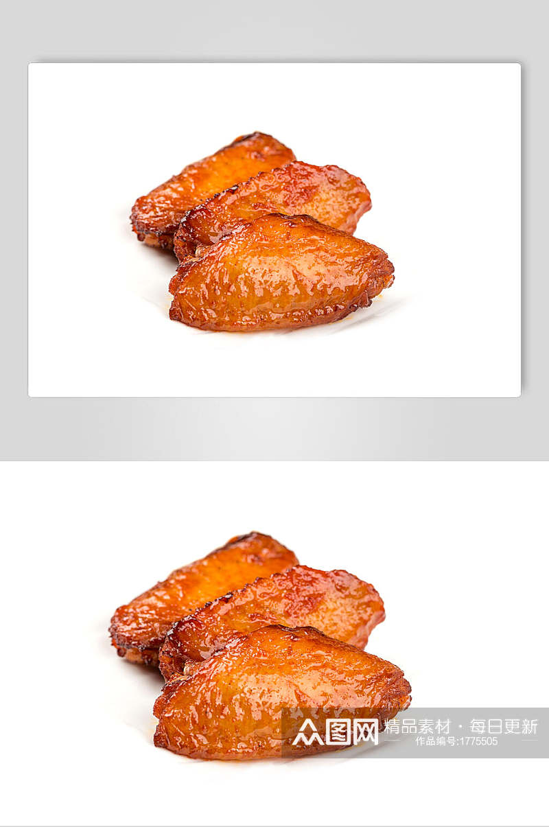 焦香鸡中翅炸鸡烤鸡白底图片素材