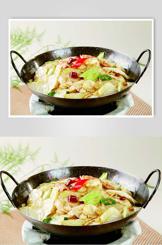 干锅手撕包菜蔬菜食品高清图片