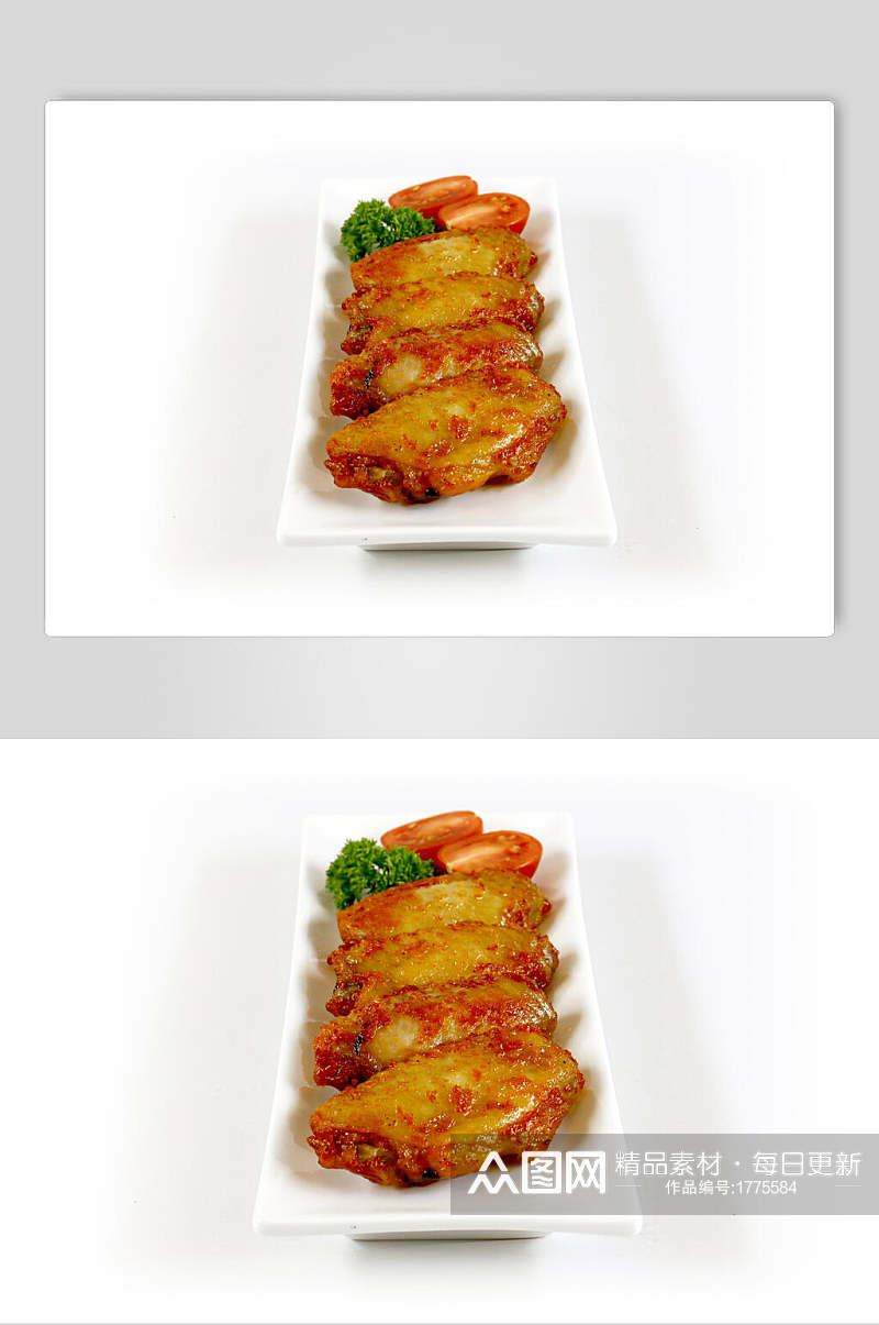 香辣鸡中翅炸鸡烤鸡白底美食图片素材