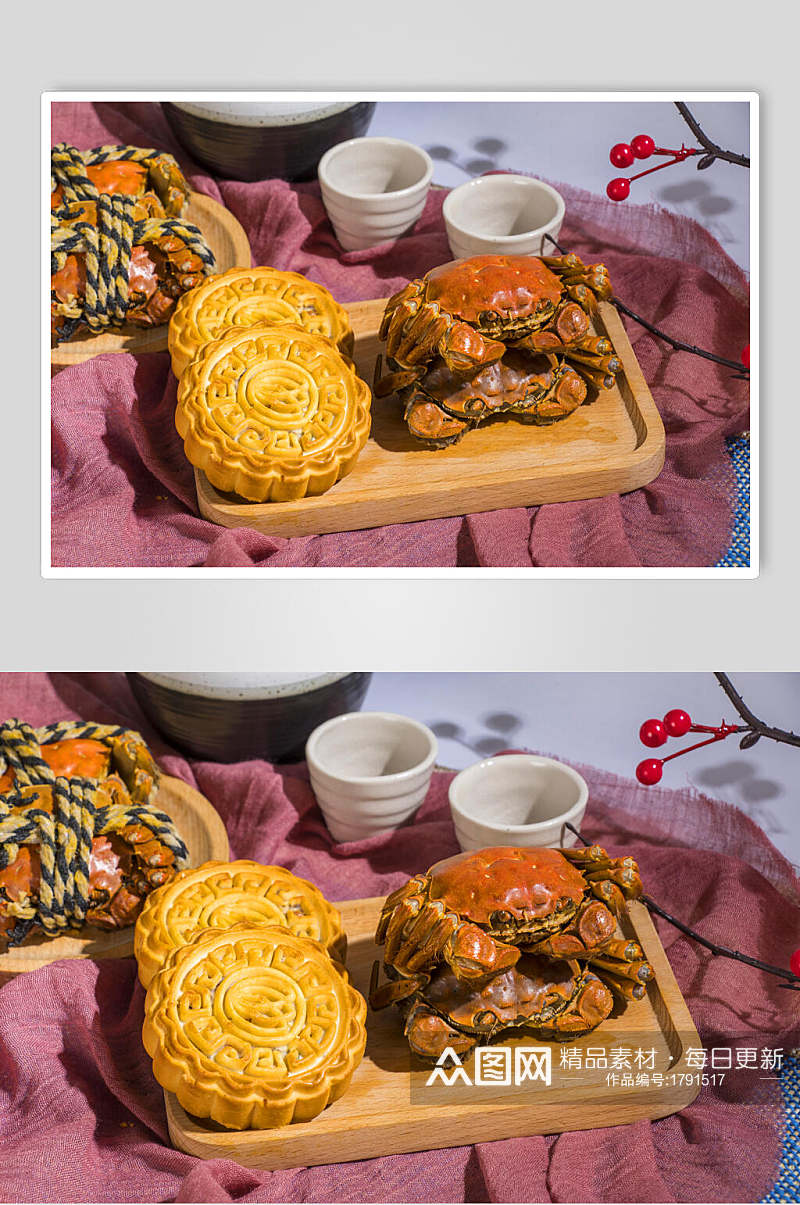 特色月饼螃蟹美食摄影图片素材