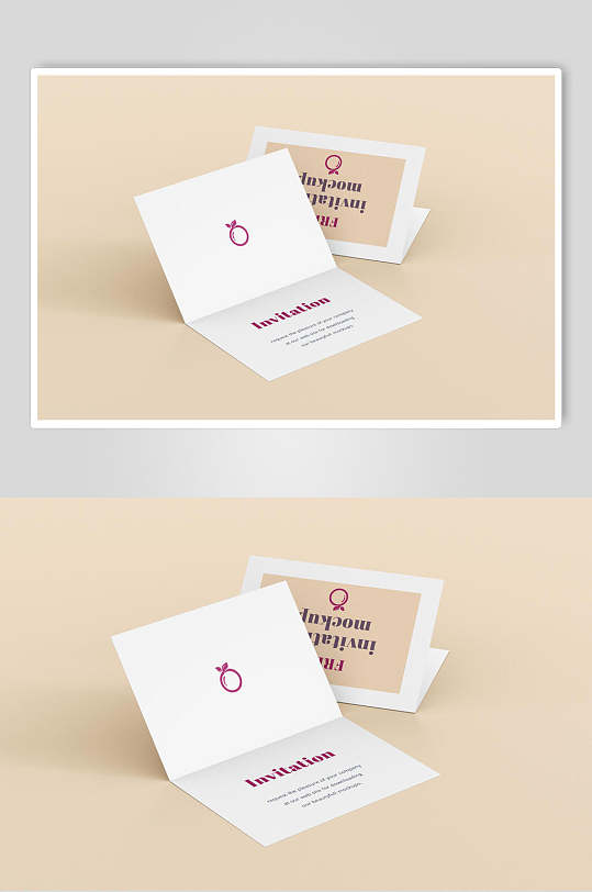 请柬邀请函内页封面样机效果图